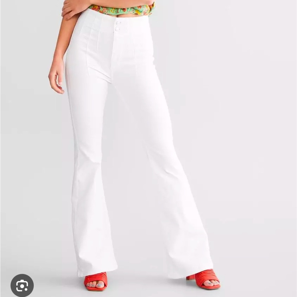 FREE PEOPLE Jayde High Rise Flare Leg Jeans white 31